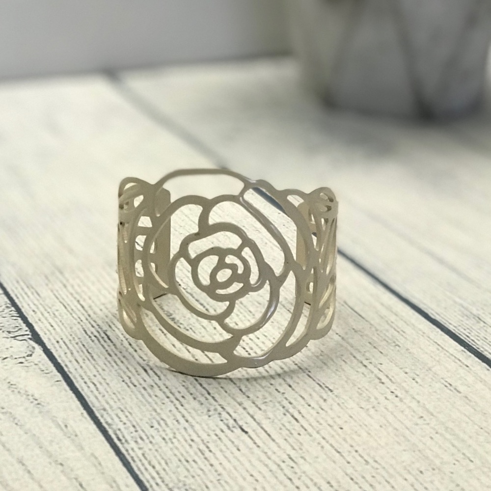 COPY - Lucky Brand Rose Enamel Cuff - Ivory